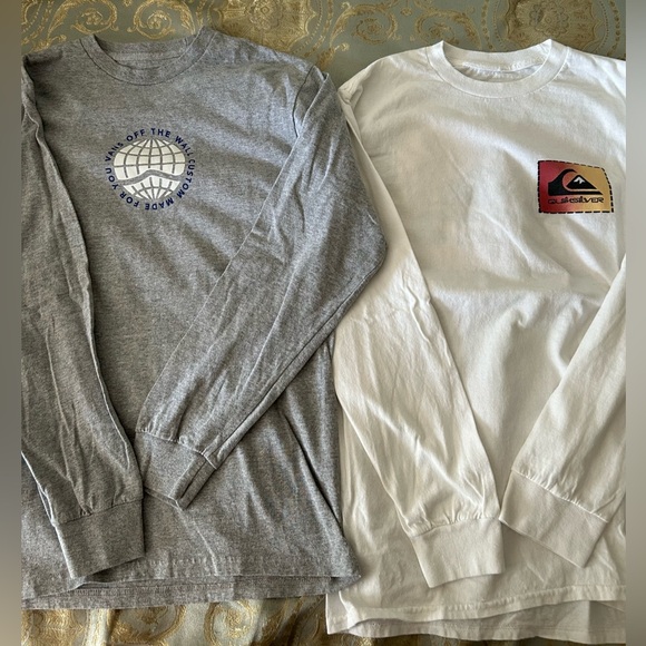 Vans Gray and Quicksilver Long Sleeve Tees - Picture 1 of 7